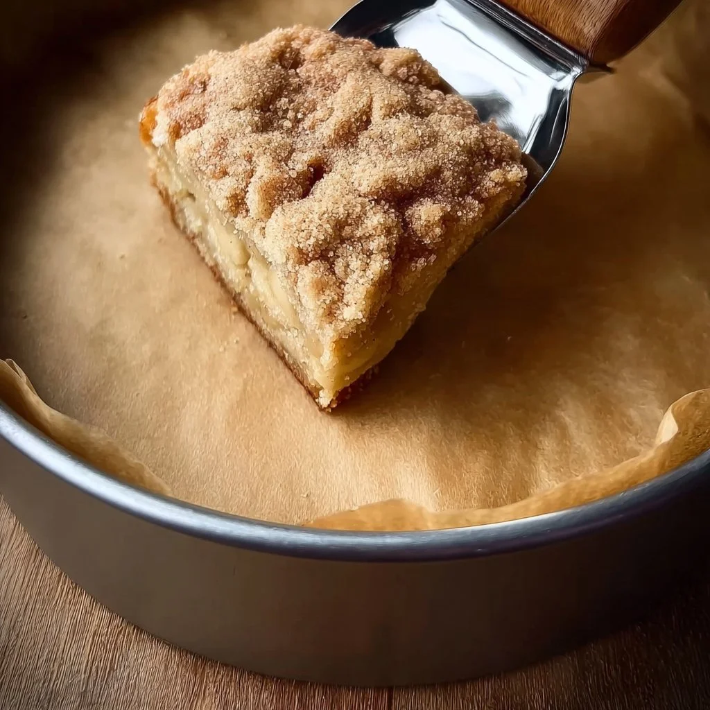Delicious homemade Apple Crumb Cake with a golden crumb topping and fresh apples.