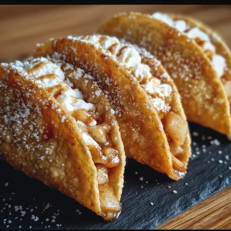 Delicious apple pie tacos filled with spiced apples and topped with ice cream