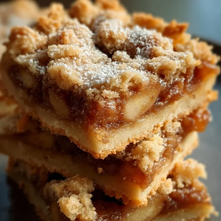 Delicious homemade apple pie bars with a flaky crust and cinnamon filling.
