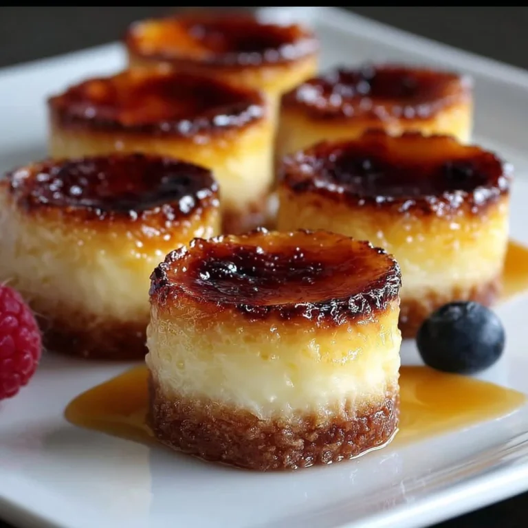 Mini Crème Brûlée Cheesecakes with caramelized sugar topping