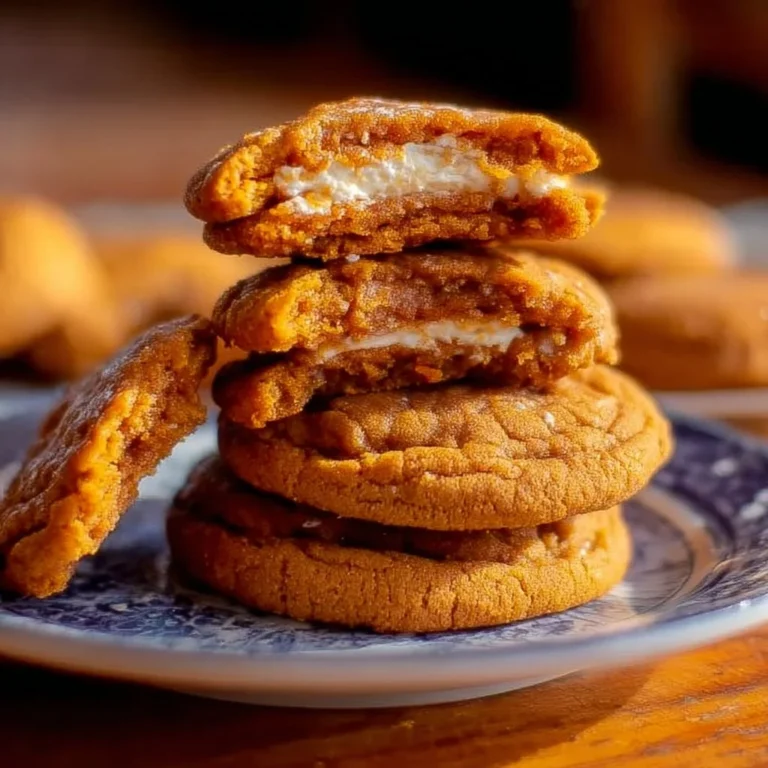 Delicious pumpkin cheesecake cookies with a creamy filling