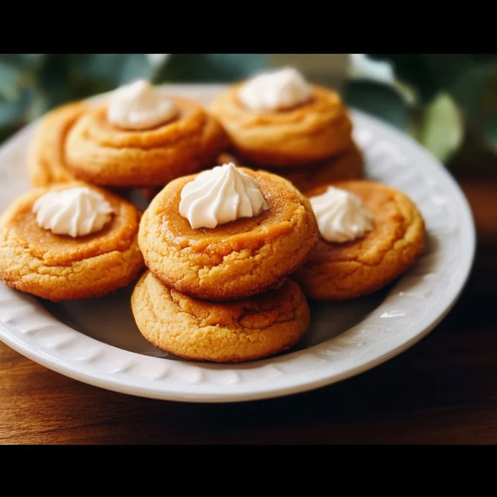 Thanksgiving pumpkin pie cookies on a festive table setting