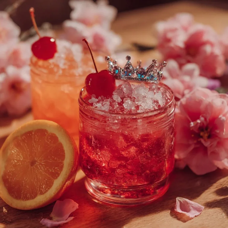 Variety of Disney Princess inspired cocktails in colorful glasses