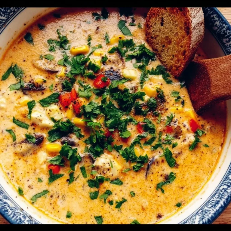 Delicious bowl of winter soup topped with fresh herbs and spices