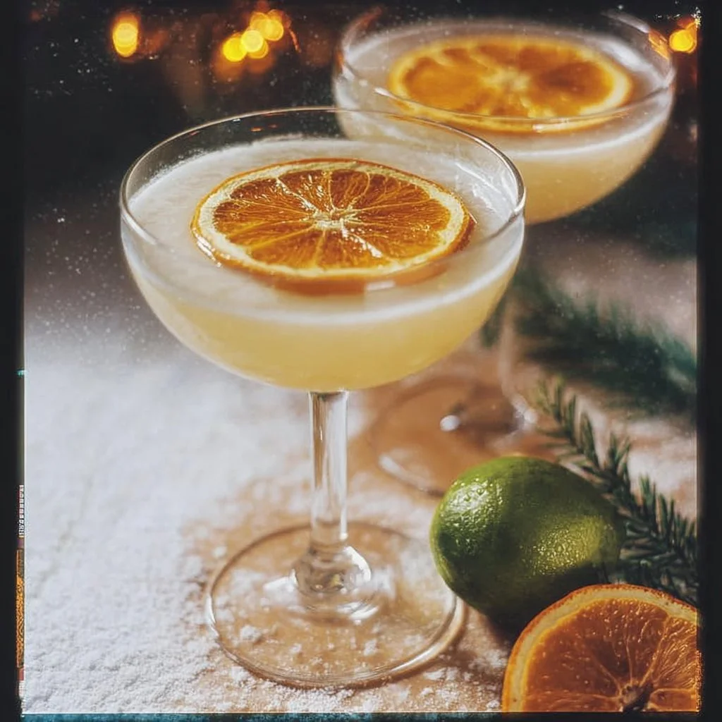 Citrus Winter Daiquiri cocktail with fresh citrus garnishes