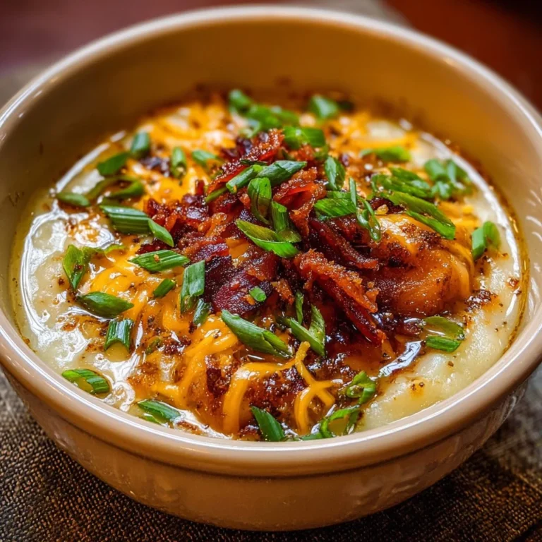 Crockpot Loaded Potato Soup garnished with cheese and chives in a bowl