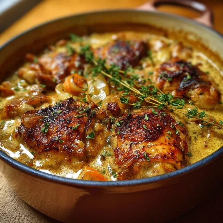 French Style Chicken Casserole in the Norman Way, showcasing tender chicken and rich flavors.