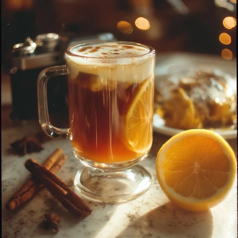 A warm cup of Hot Buttered Rum topped with whipped cream and a cinnamon stick.