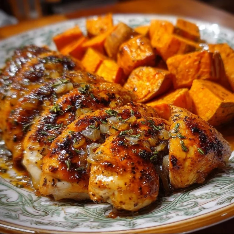 Maple-Glazed Chicken served with roasted sweet potatoes