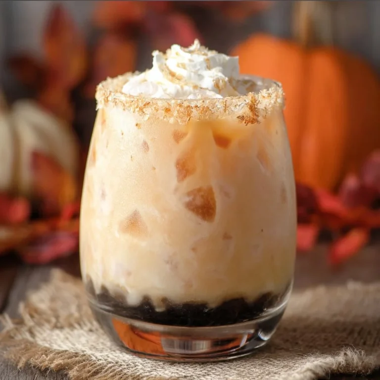Pumpkin White Russian cocktail garnished with cinnamon and whipped cream