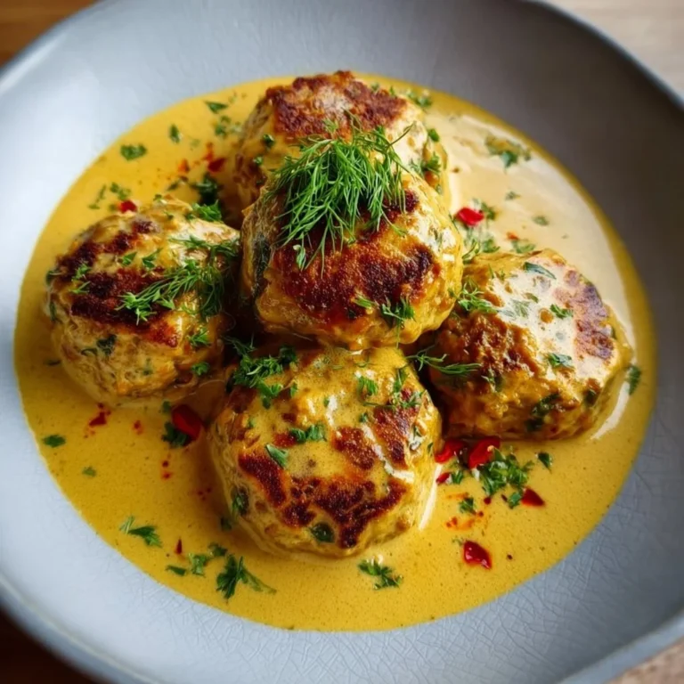 Delicious vegan lentil dumplings served in creamy curry sauce