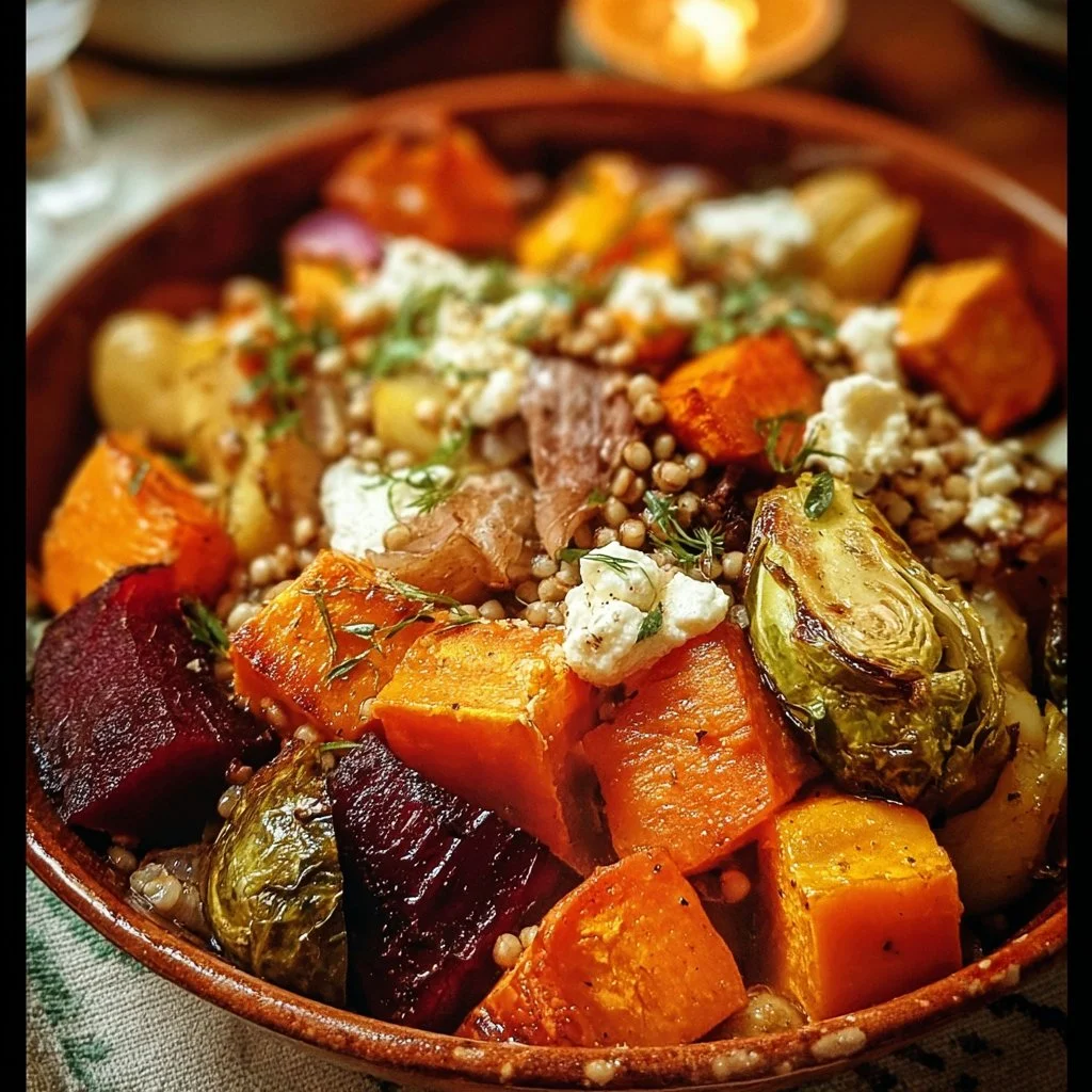 Colorful Winter Harvest Dinner Bowl with seasonal ingredients and spices