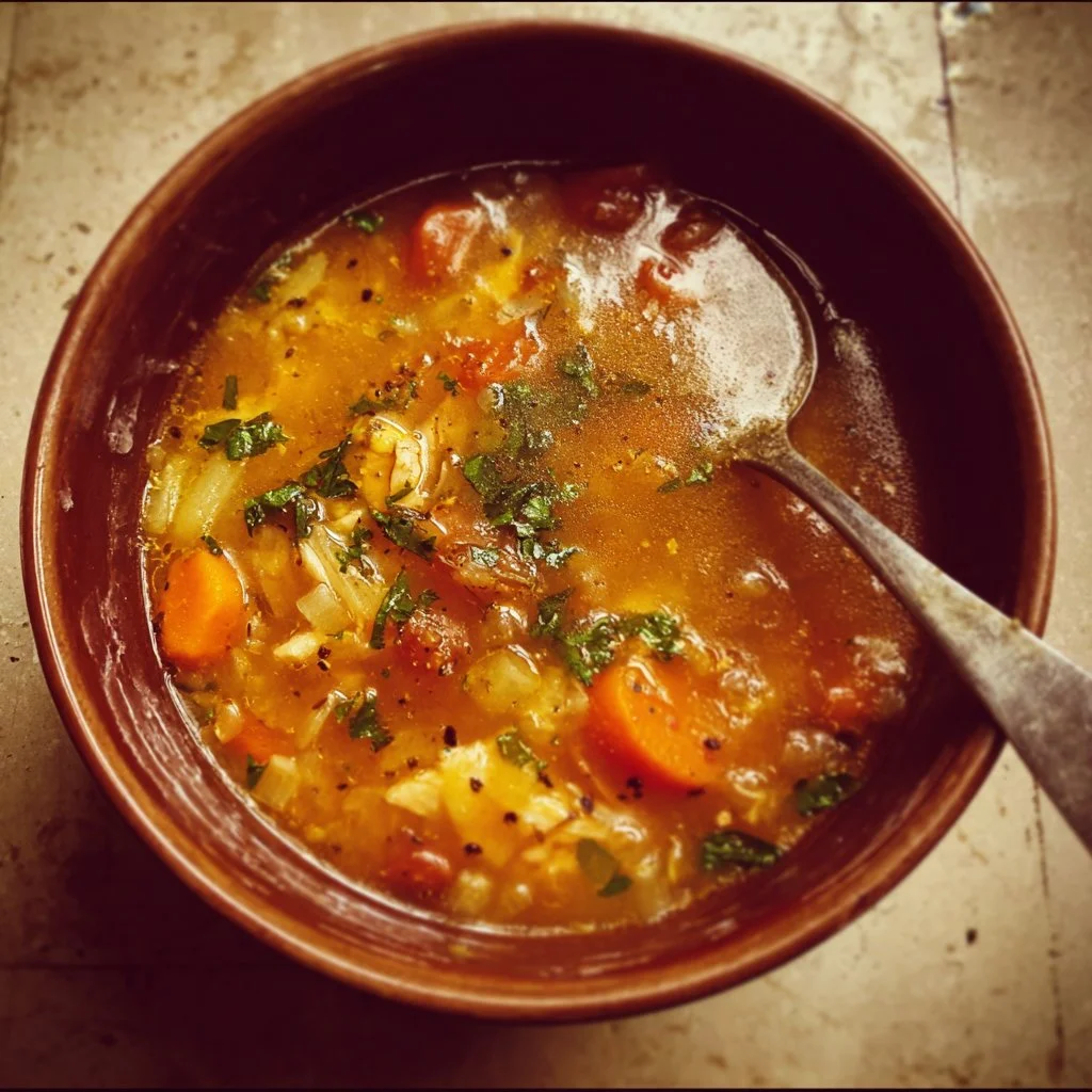 A variety of hearty winter soups and stews in bowls for a cozy meal.