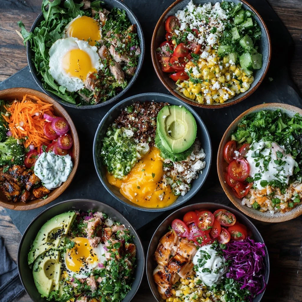 Colorful and nutritious keto bowls for easy meal prep and weight loss