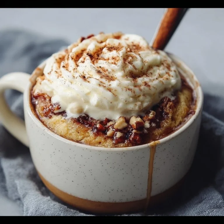 3-Minute Keto Cinnamon Roll Mug Cake served in a mug