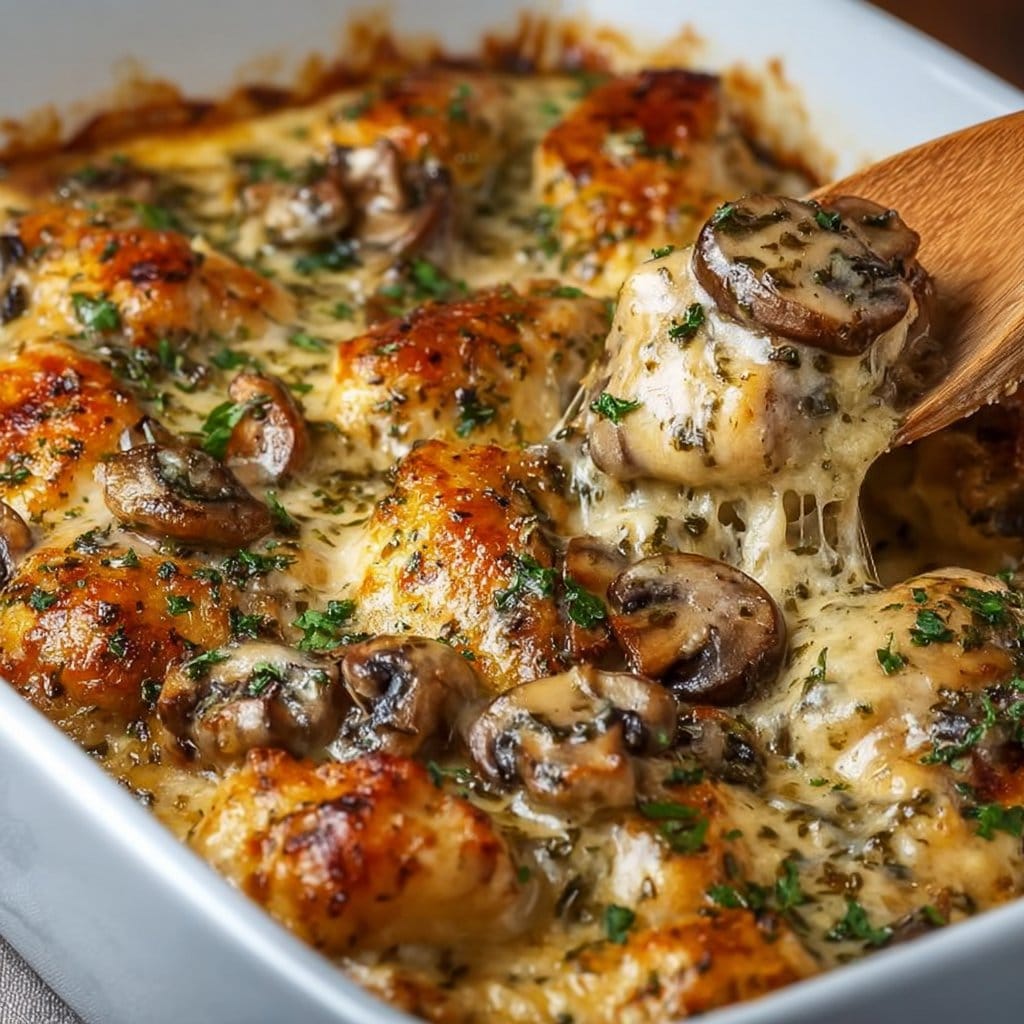 Keto Garlic Mushroom Chicken Casserole