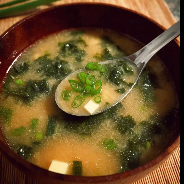 Bowl of easy gluten-free miso soup garnished with green onions.