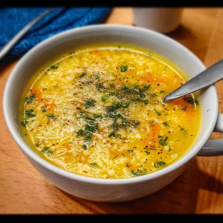 Bowl of Italian Penicillin Soup with herbs and vegetables