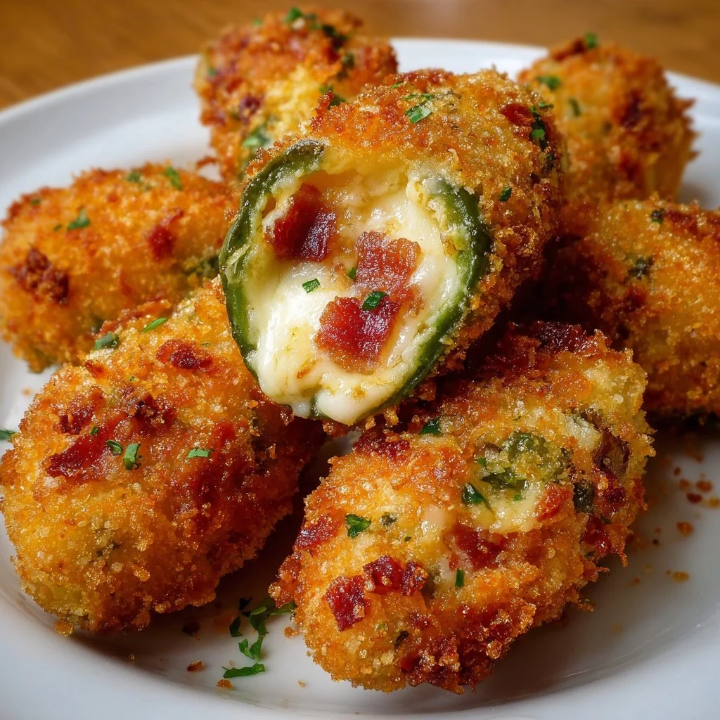 Plate of homemade jalapeño poppers filled with cream cheese and spices