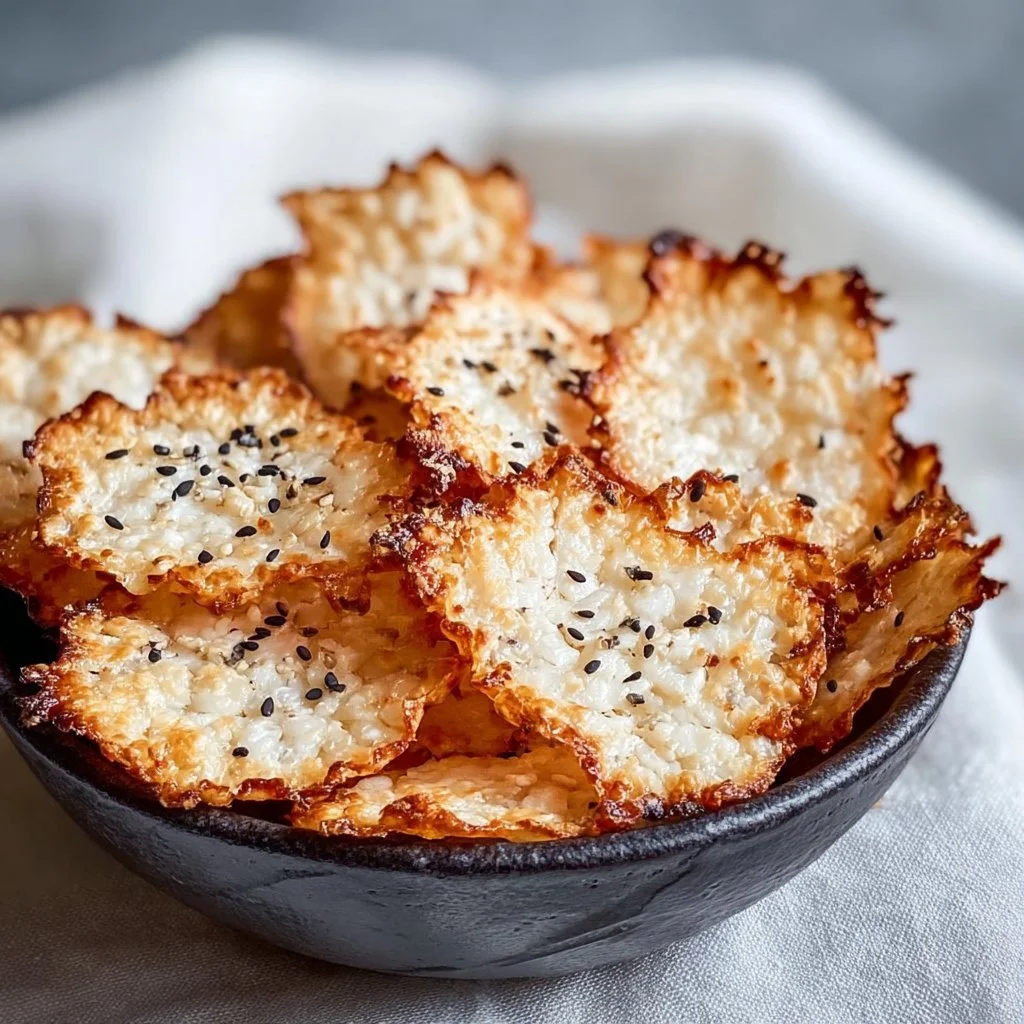 Bowl of crispy Keto Cottage Cheese Chips, a healthy low-carb snack