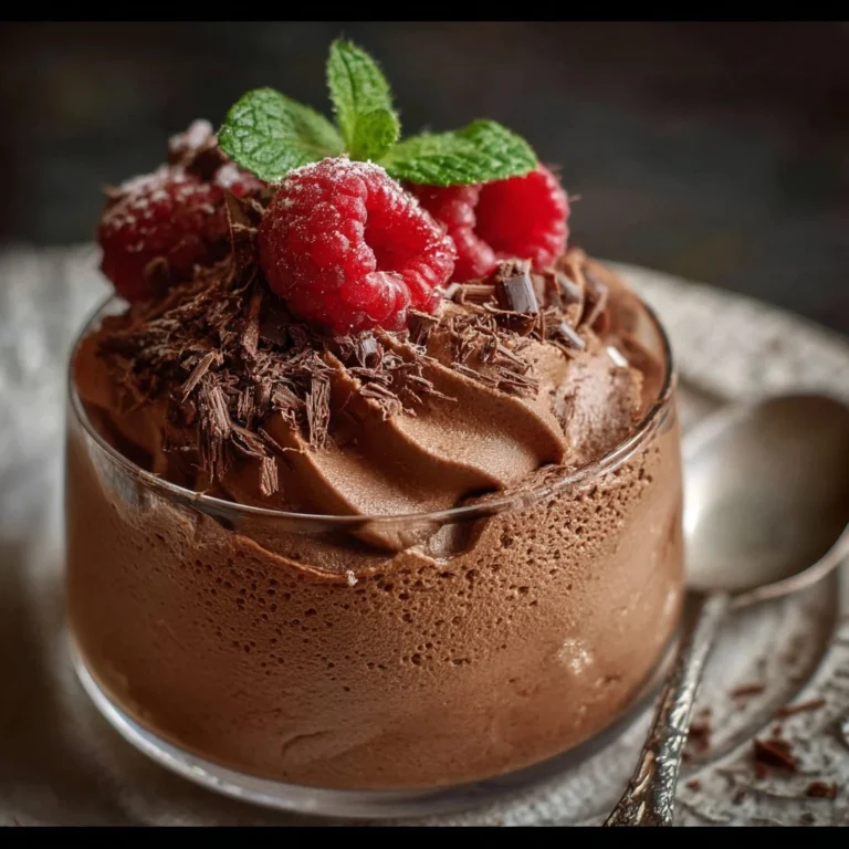Keto fluffy chocolate mousse topped with cocoa powder in a dessert bowl.