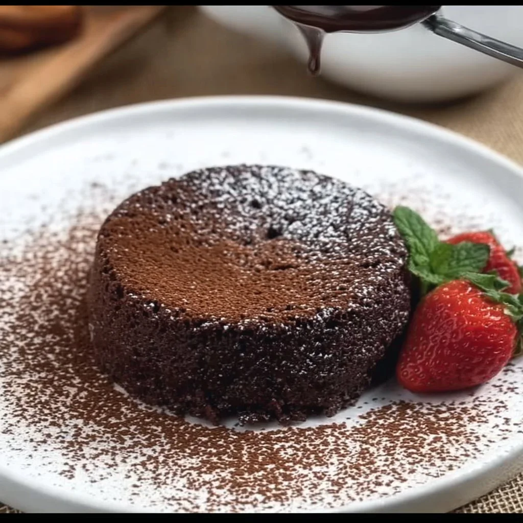 Delicious Keto Lava Cake with melted chocolate center, perfect for low-carb diets