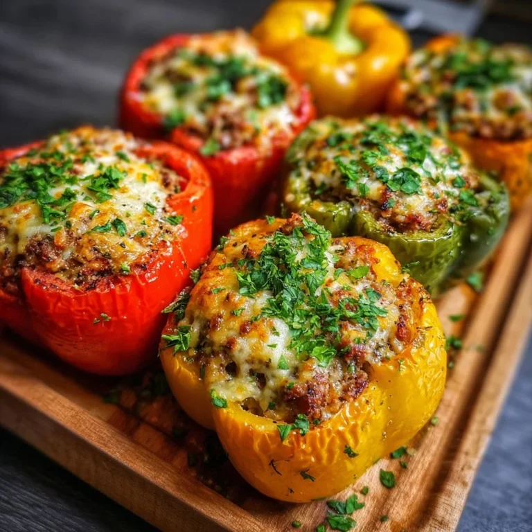 Healthy Keto Stuffed Bell Peppers filled with savory ingredients
