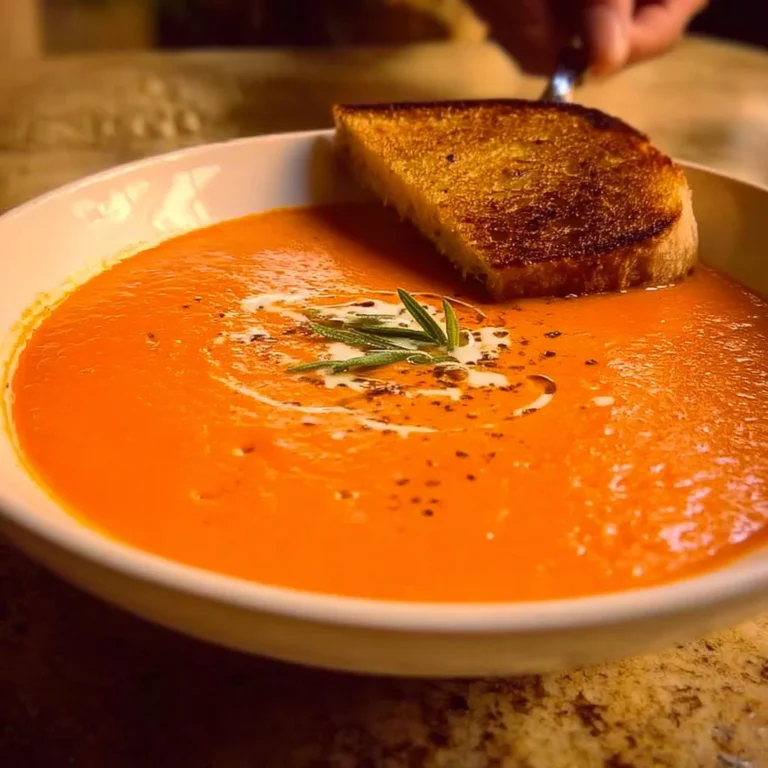 A bowl of creamy tomato soup made with canned tomatoes, perfect for winter.