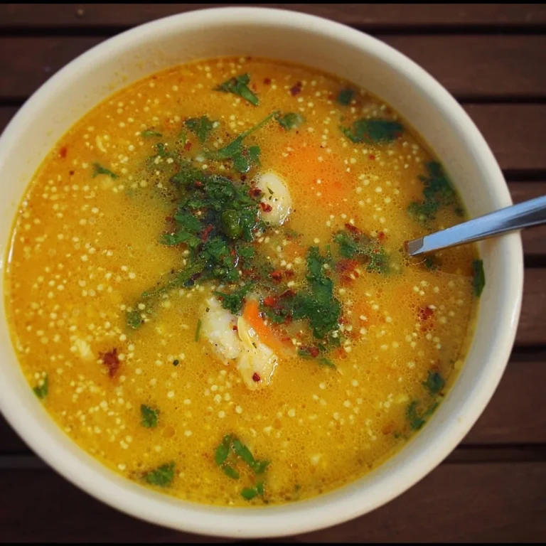 Bowl of nutrient-dense soup loaded with fresh vegetables and herbs.