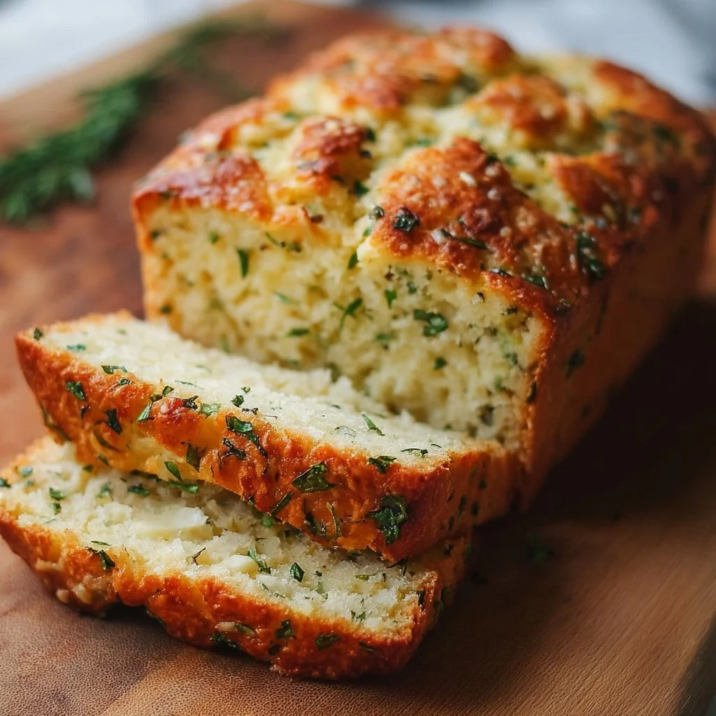 Freshly baked Parmesan Herb Keto Bread with herbs and cheese