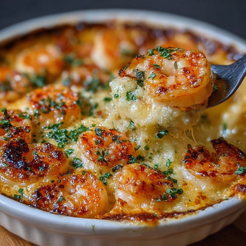 Keto Garlic Shrimp Au Gratin