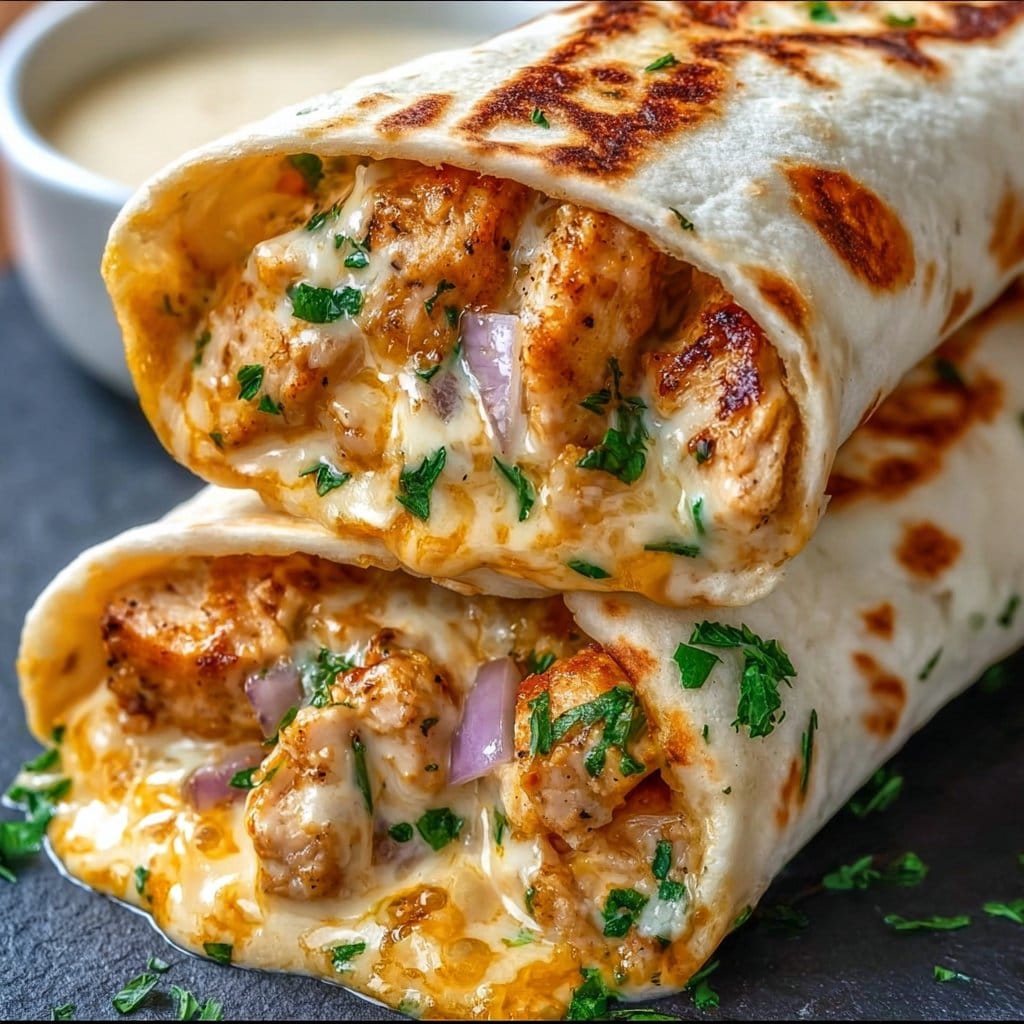 Käse-Knoblauch-Hühnchen-Wraps