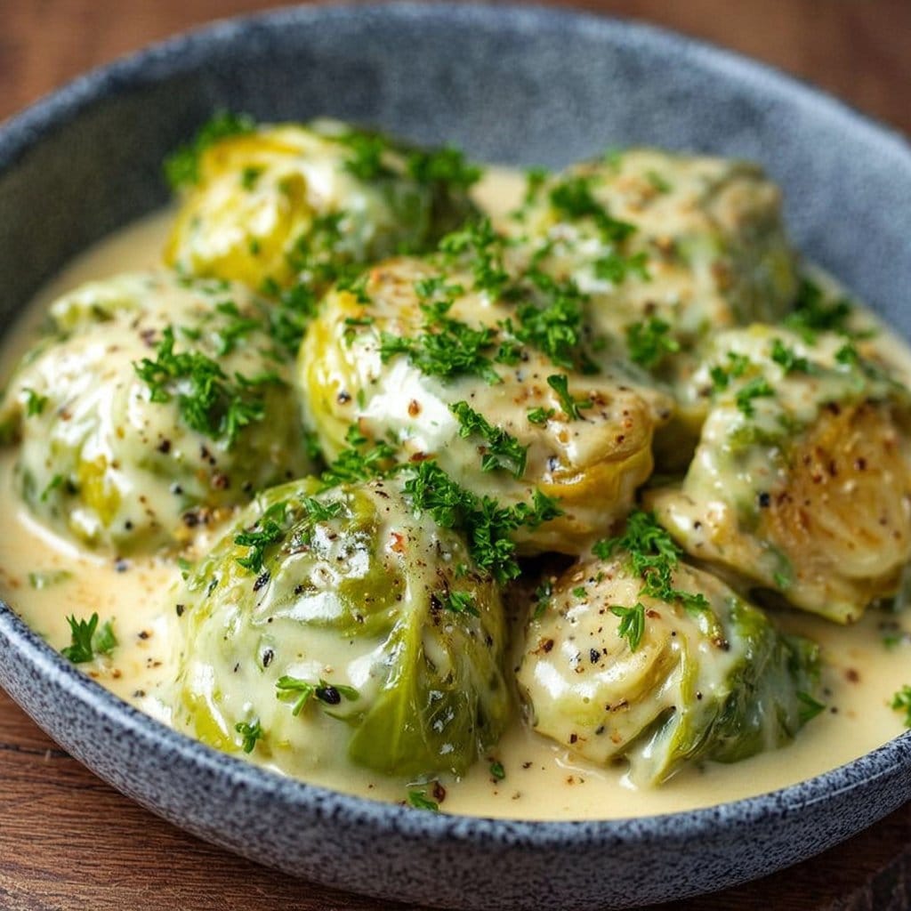 Rosenkohl in Frischkäse-Senfsauce