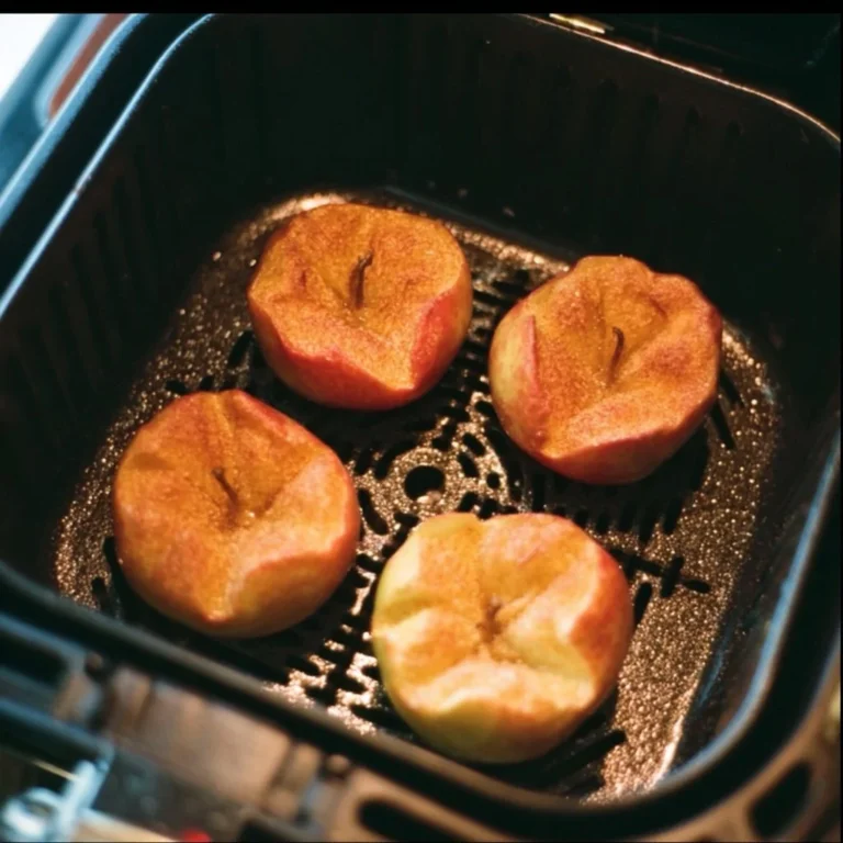 Bratapfel in der Heißluftfritteuse zubereitet und serviert.