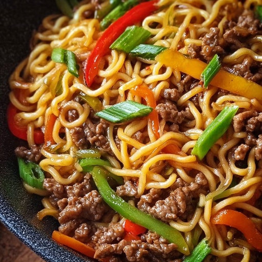 Schnelle Fleisch-Nudel-Pfanne für ein einfaches Abendessen