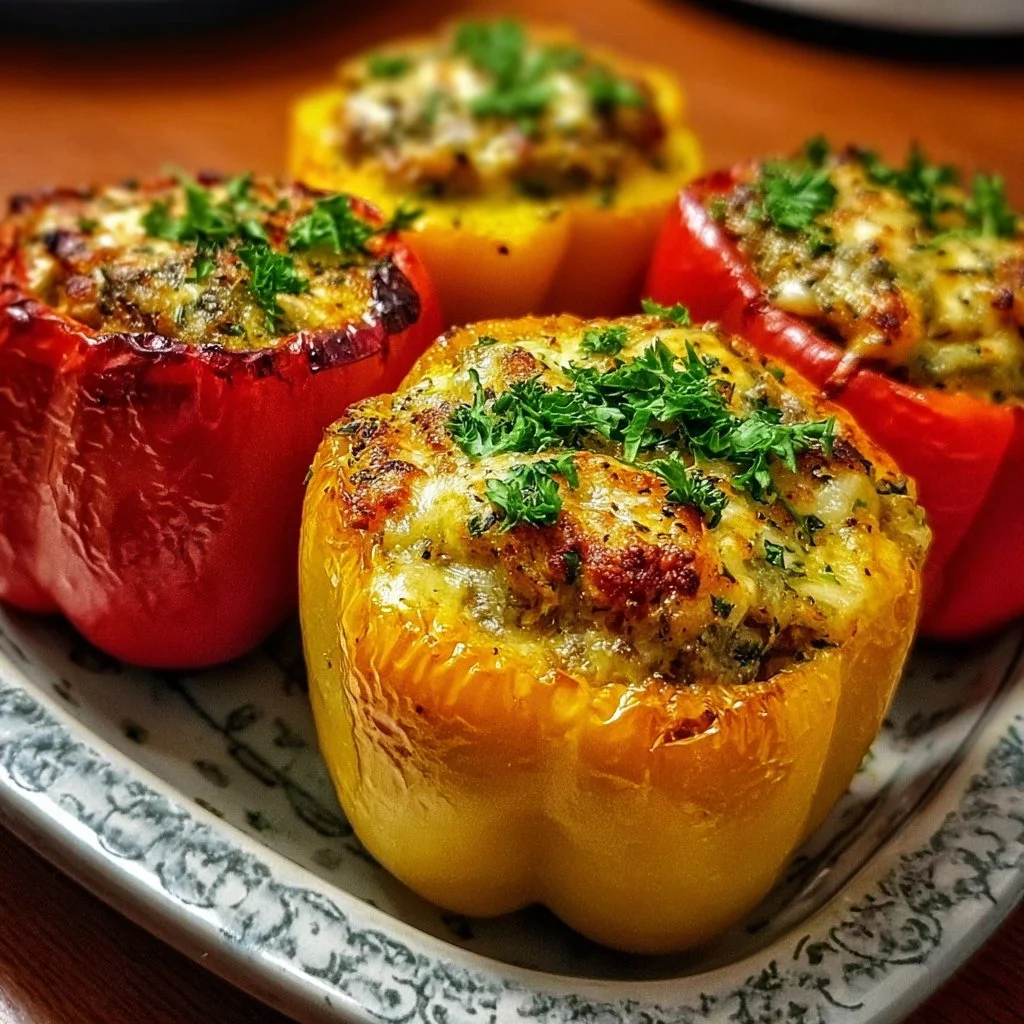 Gefüllte Paprika im Airfryer zubereitet, lecker und gesund