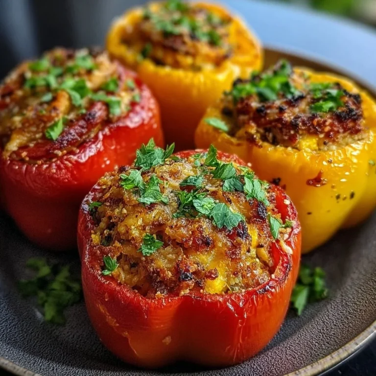 Gefüllte Paprika aus dem Airfryer, lecker und einfach für 4 Personen zubereitet.
