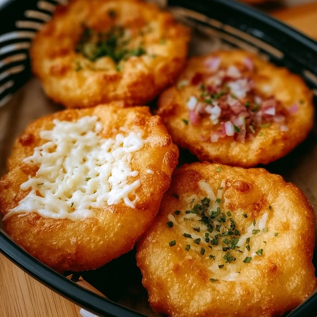 Langos aus der Heißluftfritteuse, knusprig und lecker.