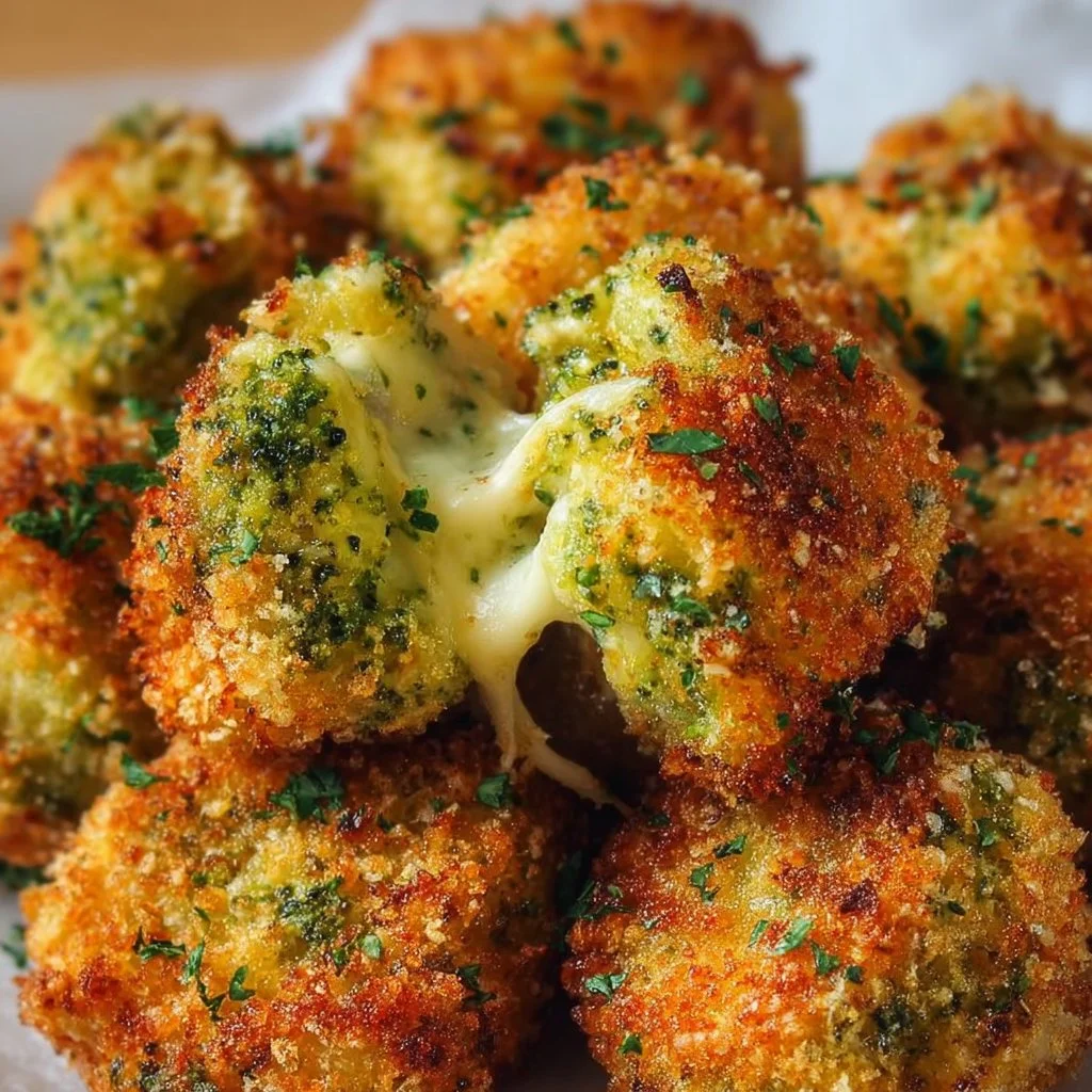 Knusprige Brokkoli-Käse-Nuggets auf einem Teller