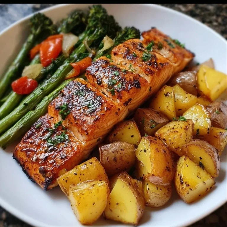 Lachs mit buntem Gemüse aus der Heißluftfritteuse auf einem Teller
