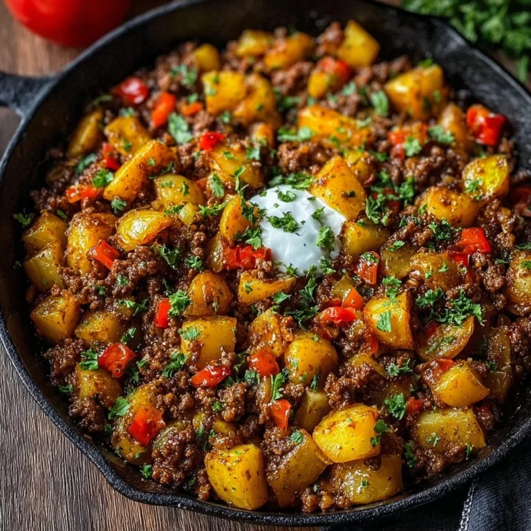 Mexikanische Hackfleisch-Pfanne mit Kartoffeln für 4 Personen zubereitet.