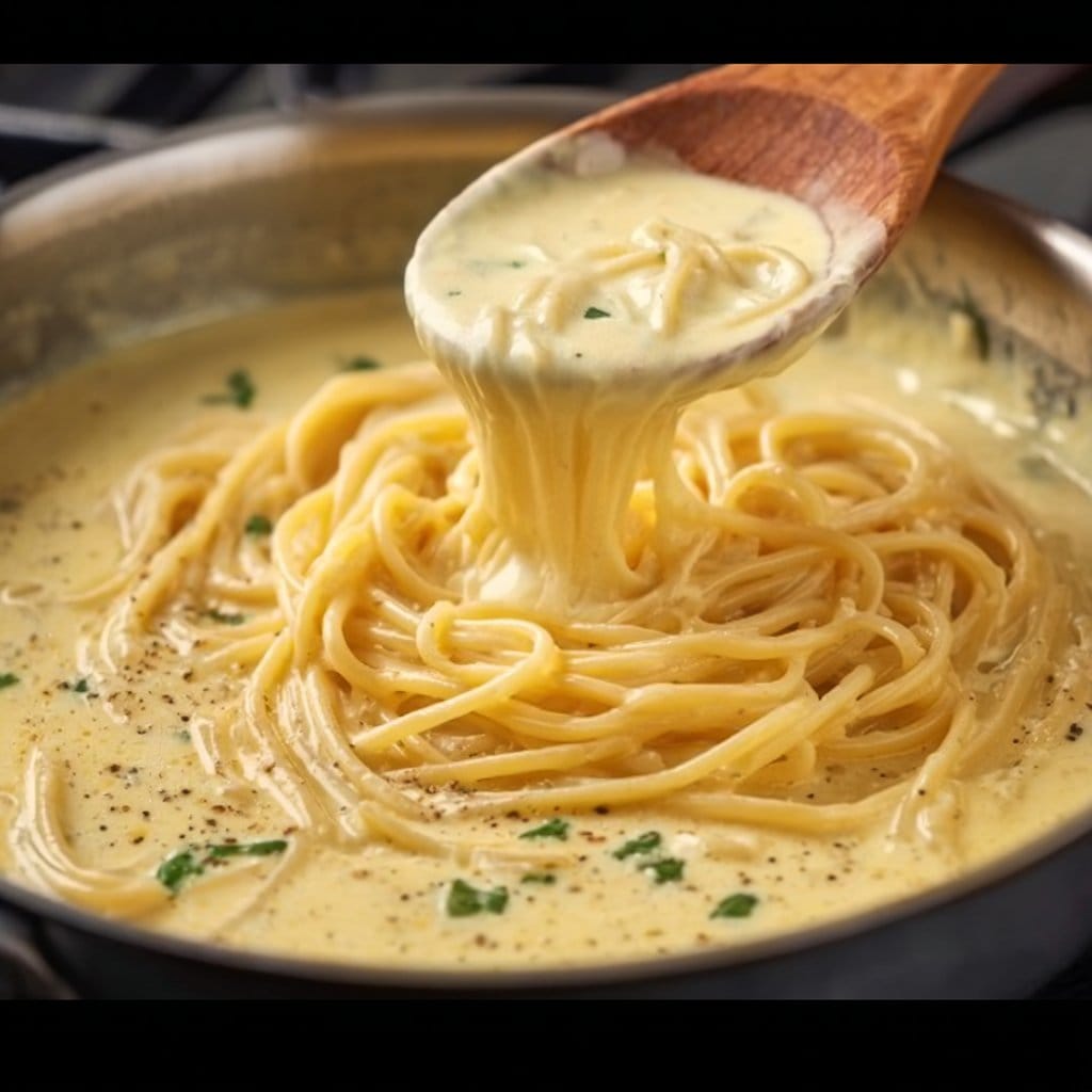 Schnelle Käse Sahne Soße für Nudeln