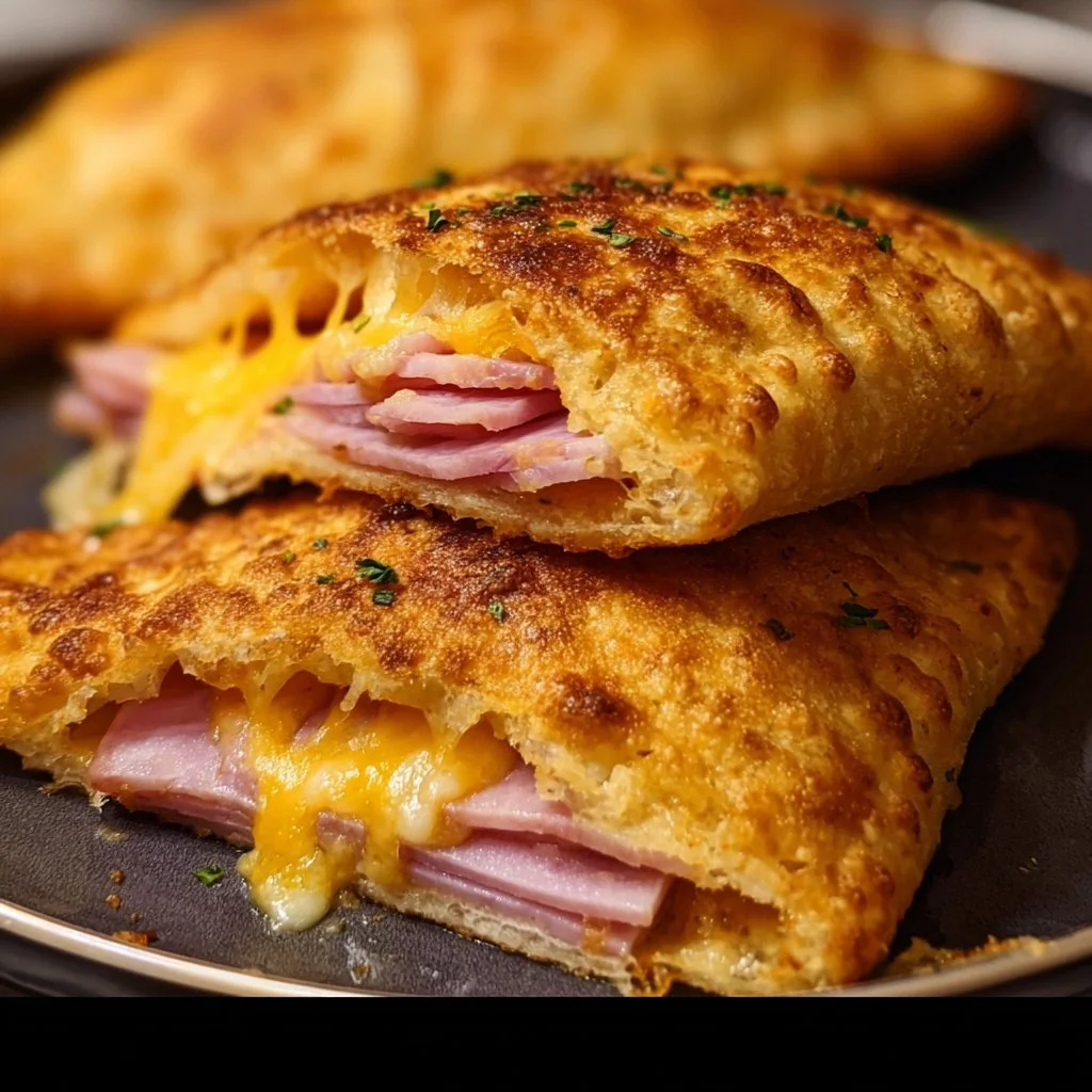 Delicious Schinken-Käse-Taschen im Airfryer, perfekt knusprig und einfach zubereitet.