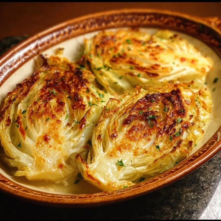 Überbackener Spitzkohl mit Käse und Kräutern in einer Auflaufform
