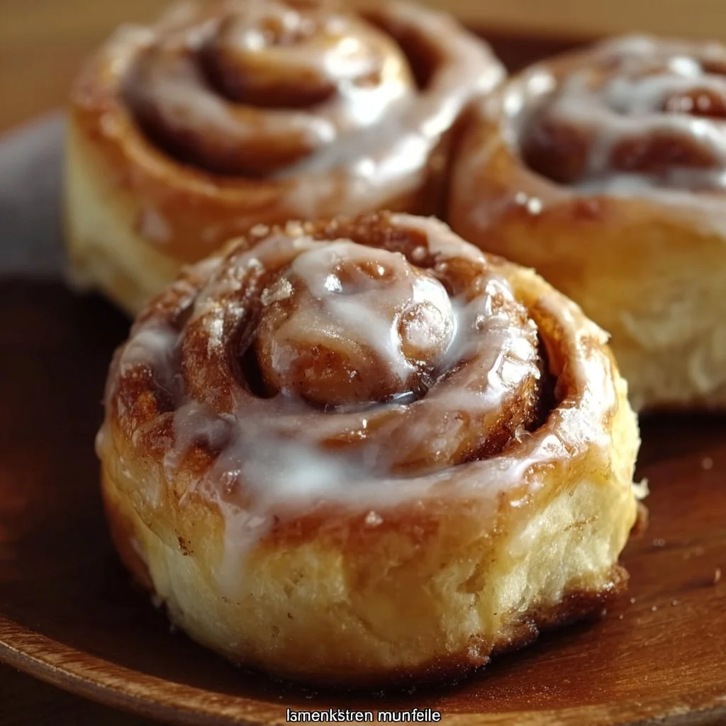 Glutenfreie Zimtschnecken auf einem Teller, frisch gebacken und verführerisch.