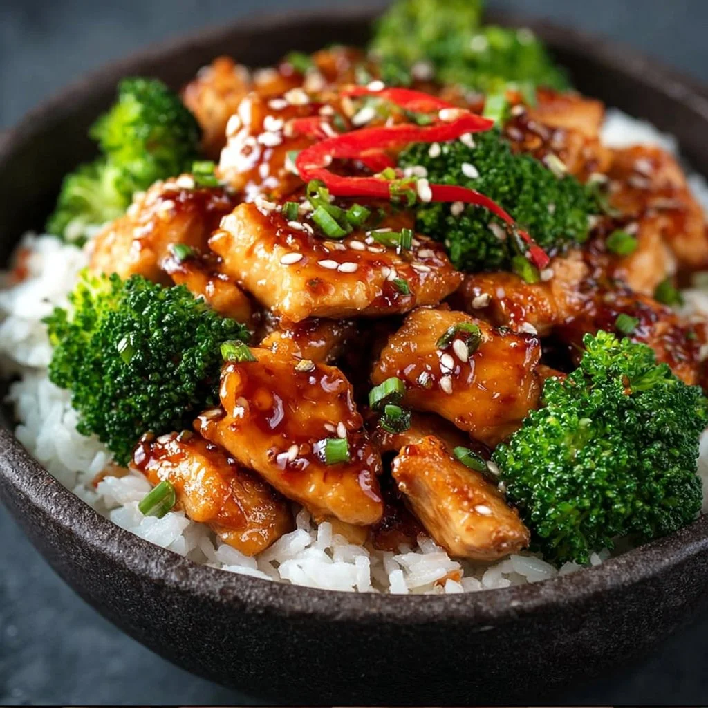 Hähnchen-Teriyaki mit Brokkoli und Reis