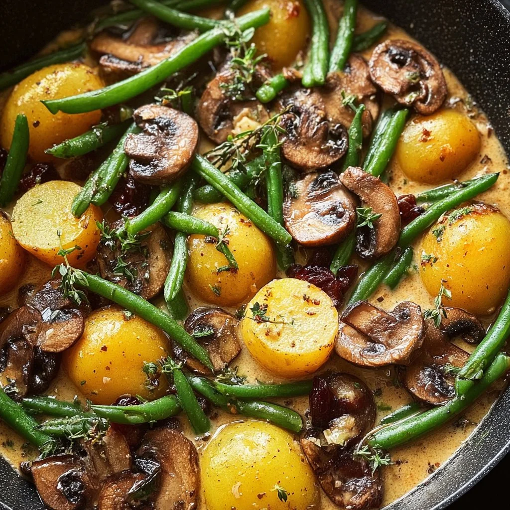 Kartoffel-Pilz-Pfanne mit Bohnen