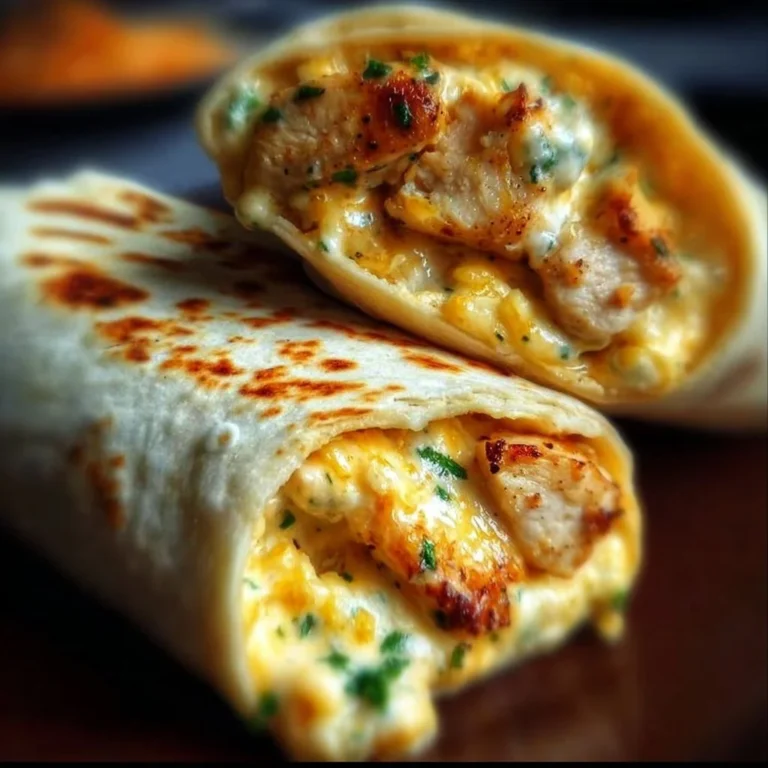 Käse-Knoblauch-Hähnchen-Wraps auf einem Teller serviert