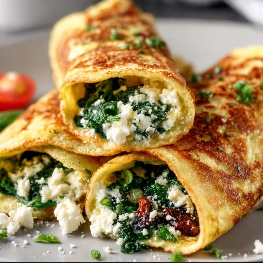Keto Pfannkuchen Wraps: Leckereien mit Spinat und Feta!