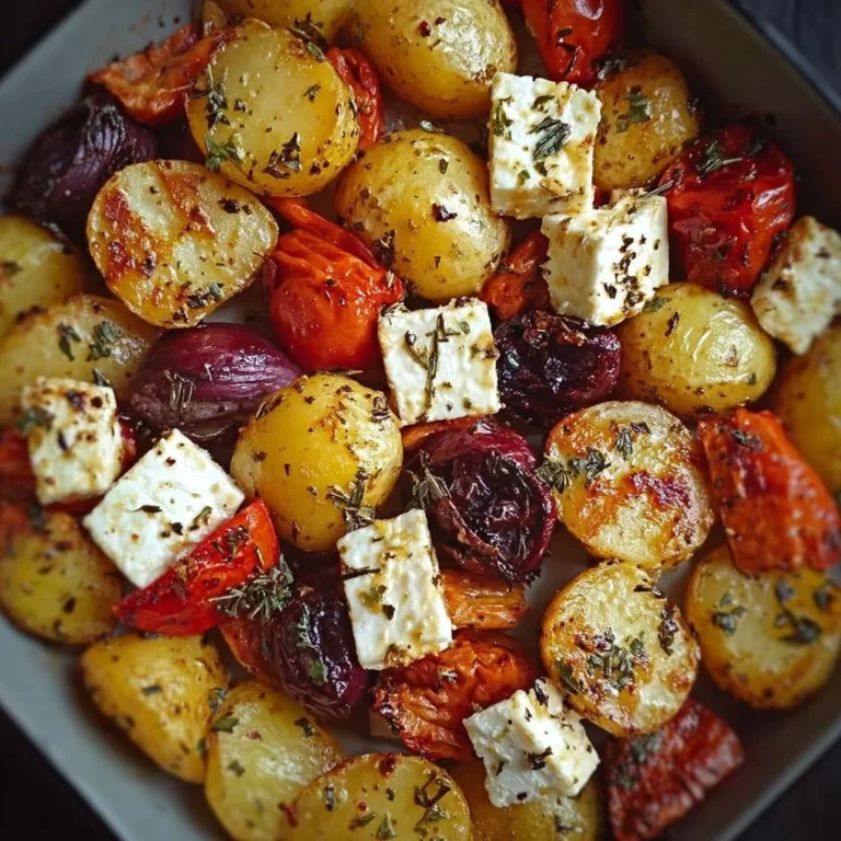 Buntes Feta Kartoffeln Ofengemüse frisch aus dem Ofen